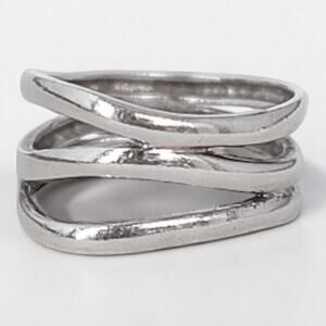 intage Sterling Silver Triple Band Wavy Modernist Ring SIZE 7.5 Marked 925
